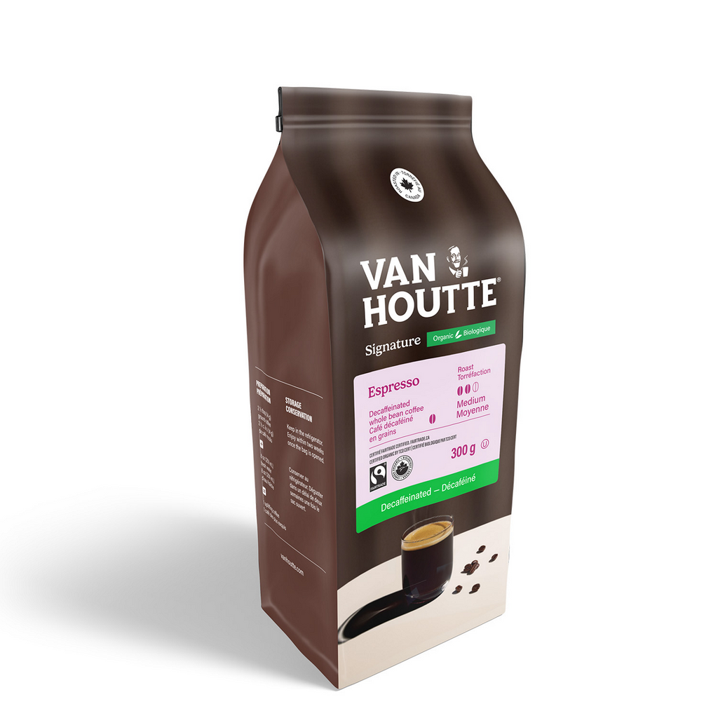 Van Houtte Espresso Decaf Organic Fairtrade Signature Collection Whole Dark Roast Beans Q1